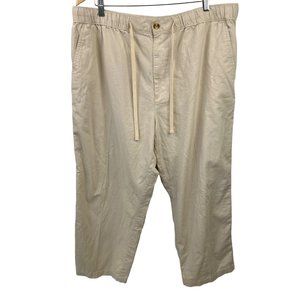 Island Passport Ankle Pants Womens 1X / 30 Drawstring Cotton Linen Summer Beach